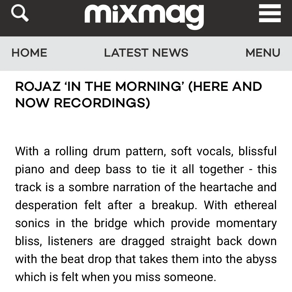 ROJAZ 'In The Morning' featured in Mixmag Best Tracks Of 2022